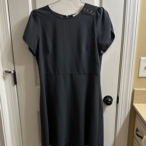 LOFT Charcoal Tulip Sleeve Shift Dress with Button Accent